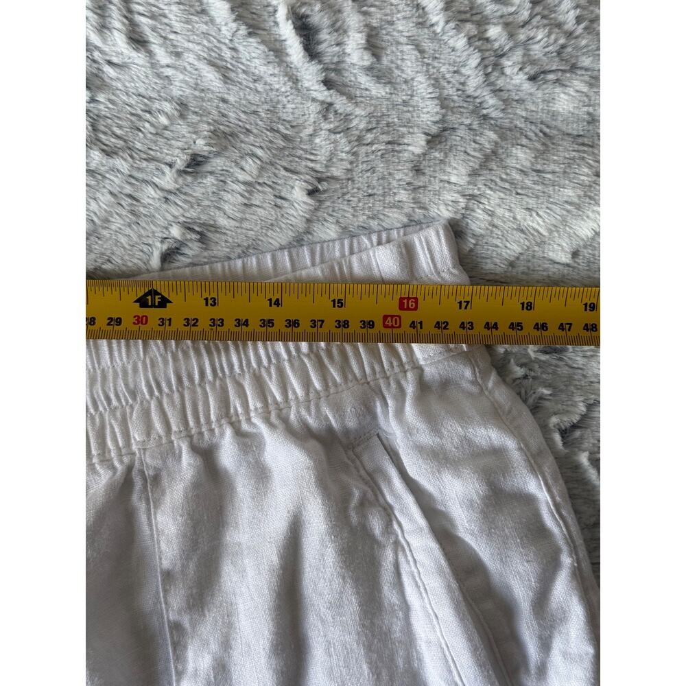 Athleta 100% Linen Wide Leg Pants Women Size 14 White Coastal Resort Drawstring - Picture 8 of 8